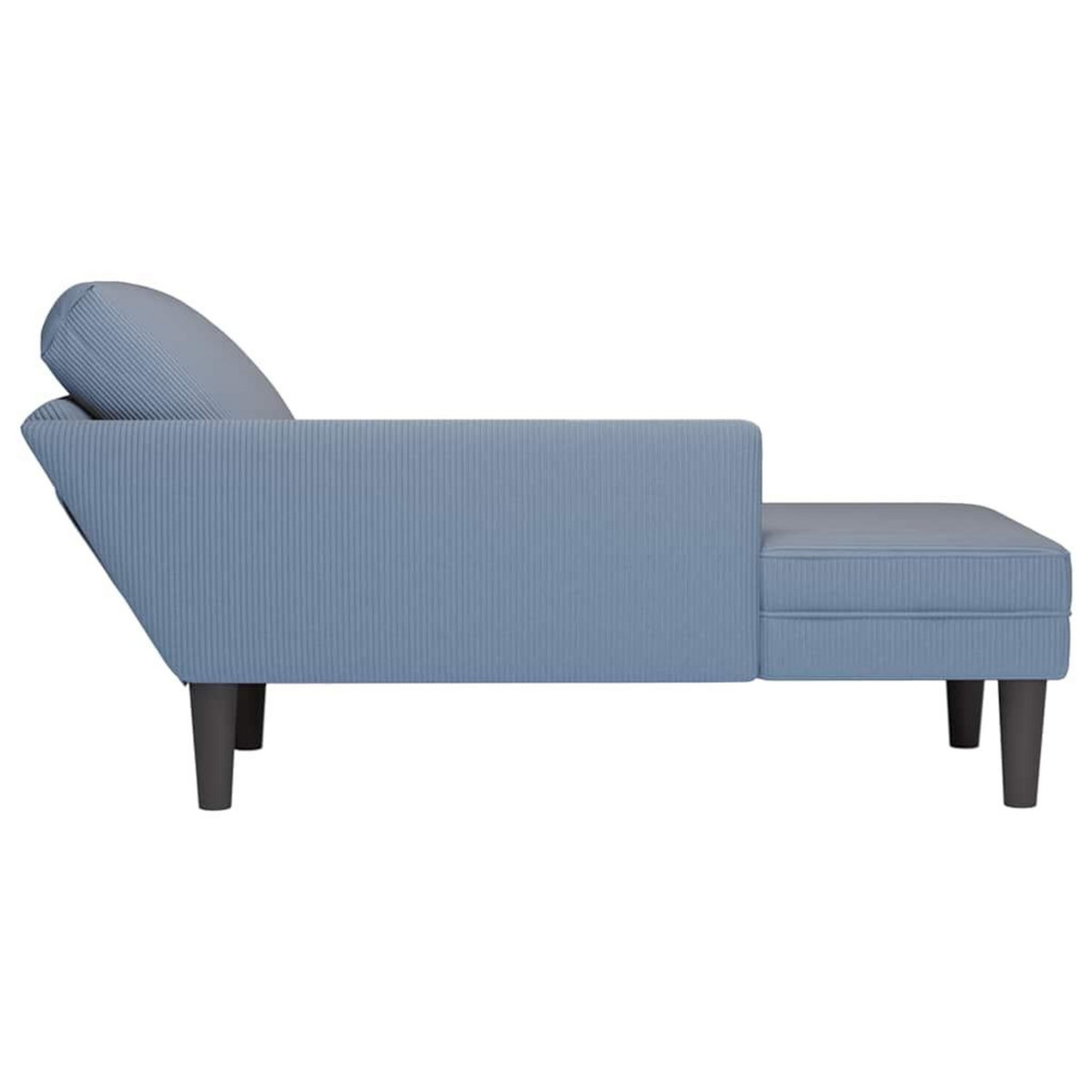 VIDAXL Chaise longue avec coussin bleu tissu en velours cotele