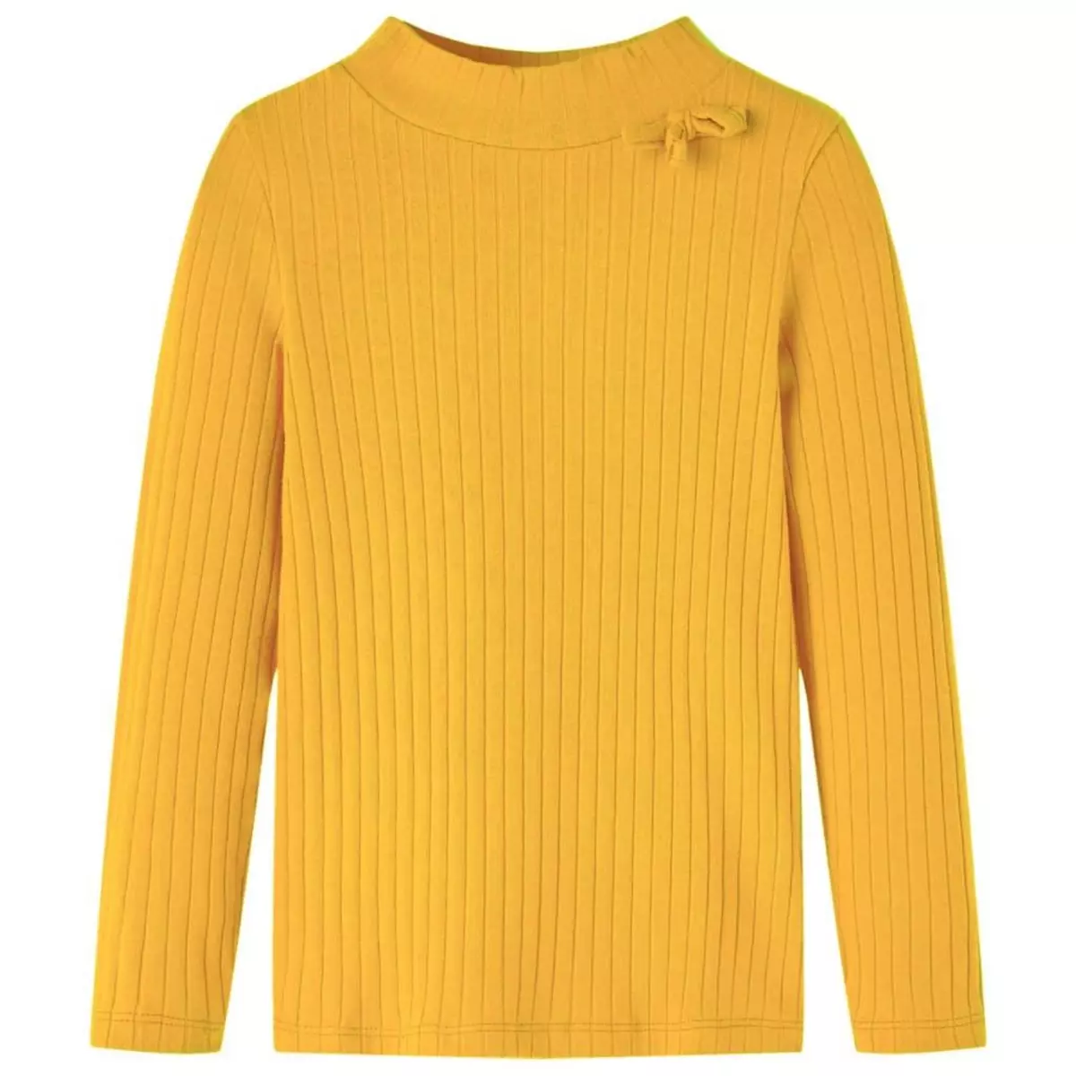 VIDAXL T-shirt enfants a manches longues tricot cotele ocre fonce 116
