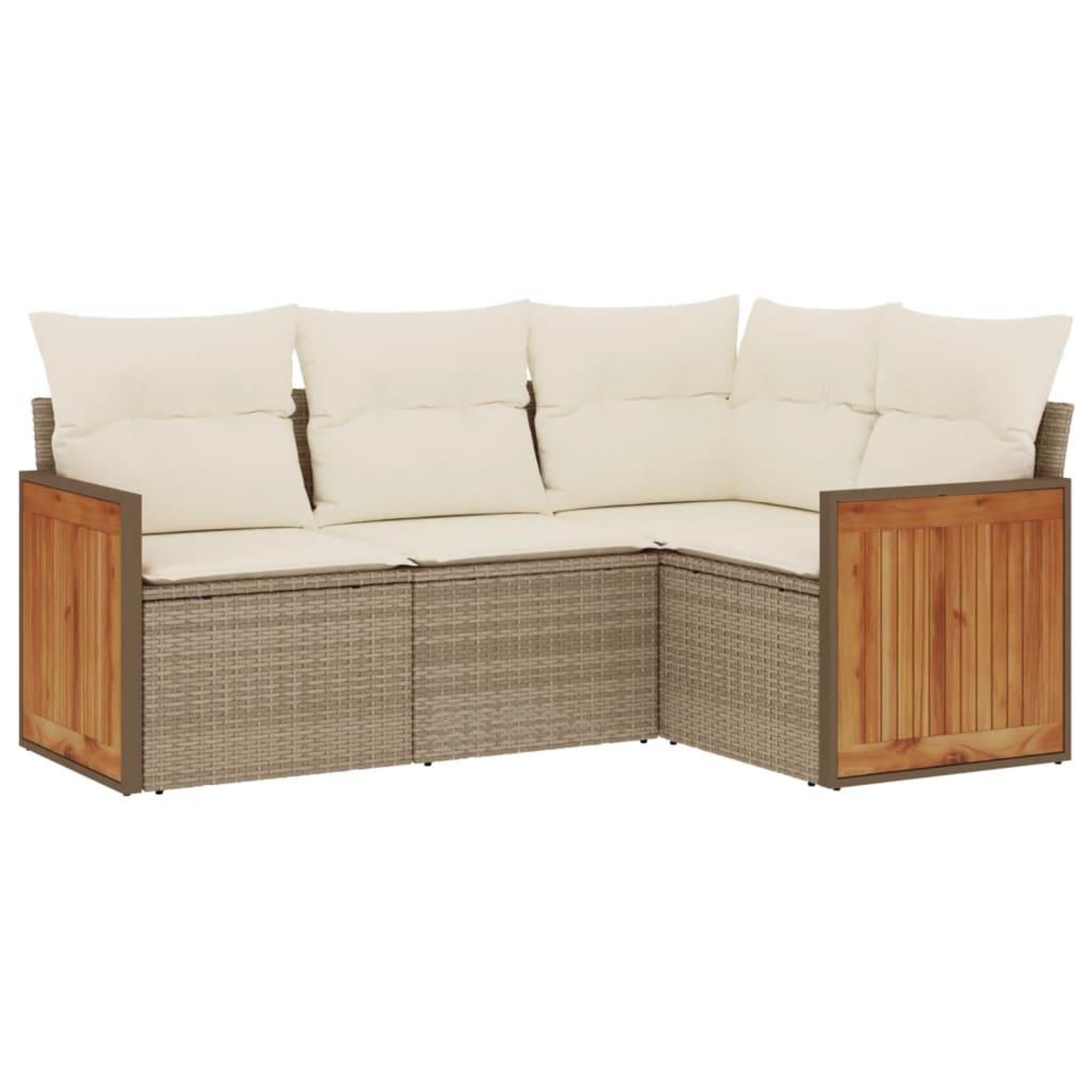 Voir la diapositive 2 : VIDAXL Salon de jardin avec coussins 4 pcs beige resine tressee