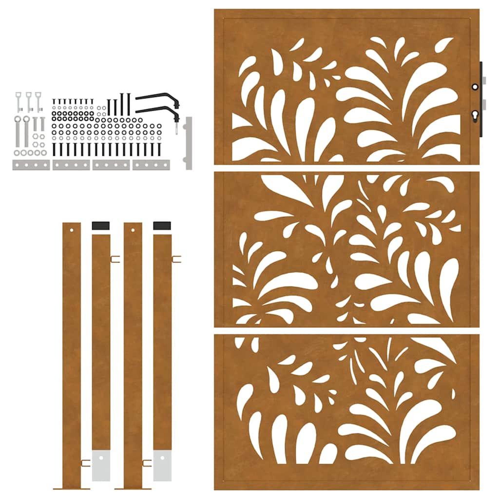Voir la diapositive 5 : VIDAXL Porte de jardin acier resistant aux intemperies design vagues