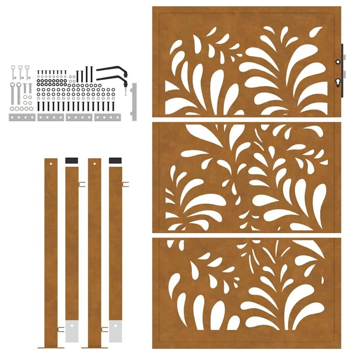 VIDAXL Porte de jardin acier resistant aux intemperies design vagues