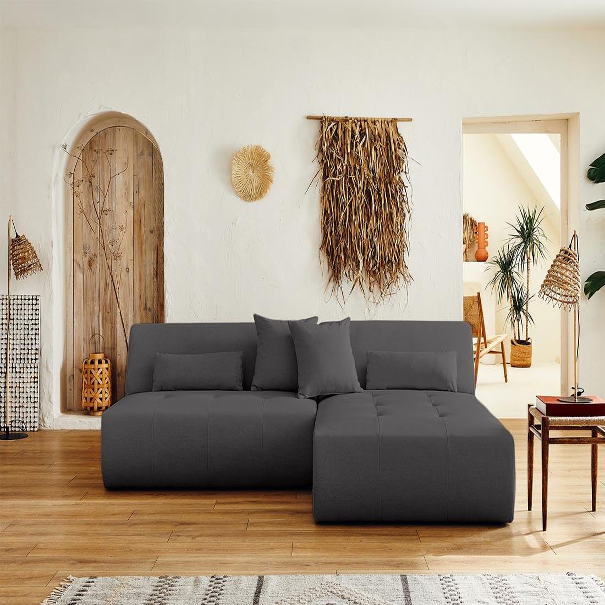 Voir la diapositive 4 : LISA DESIGN Onyx - canapé modulable d'angle réversible 4 places - en tissu