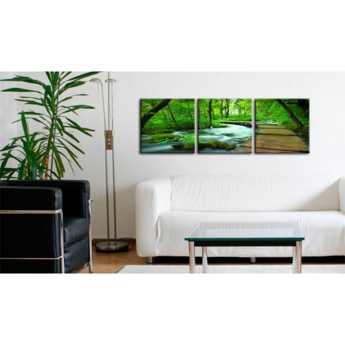 Paris Prix Tableau Imprimé  Promenade Forestière 3 Panneaux  40x120cm