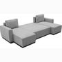 Voir la diapositive 4 : MARKET24 Canapé d'angle convertible panoramique PHARELL 5/6 places - Tissu souris - Coffre de rangement - L297 x P155 x H85 cm
