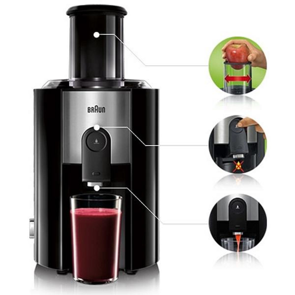 BRAUN Centrifugeuse xl 800w noir premium - j300