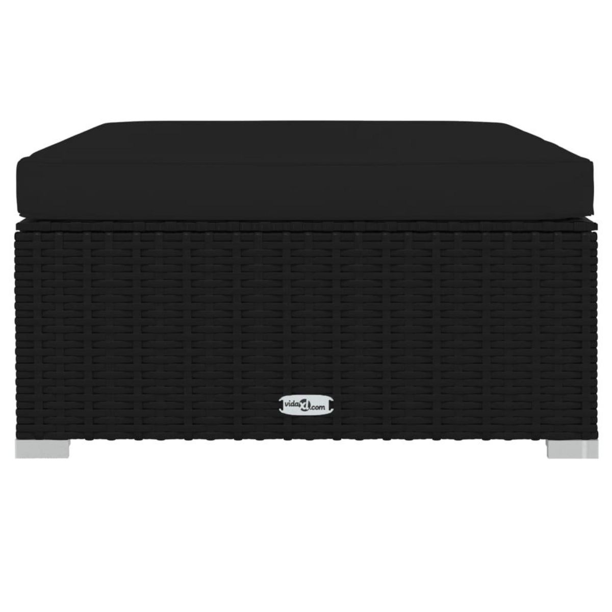 VIDAXL Repose-pied de jardin coussin Noir 70x70x30 cm Resine tressee