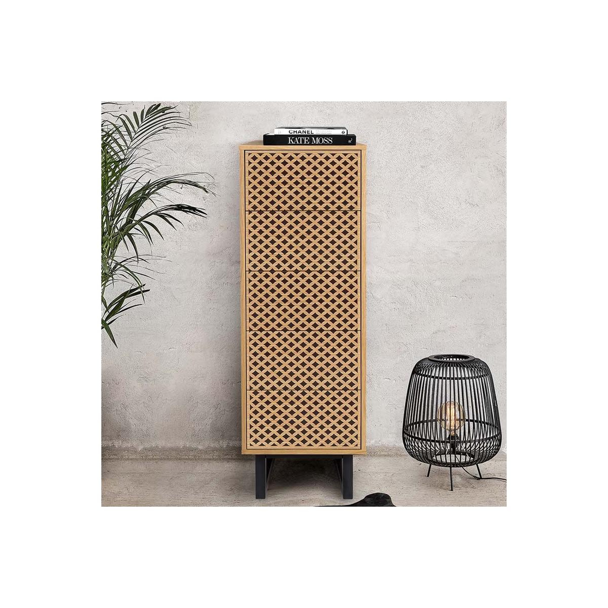 Voir la diapositive 5 : Paris Prix Chiffonnier 5 tiroirs diamants  camden  123cm naturel