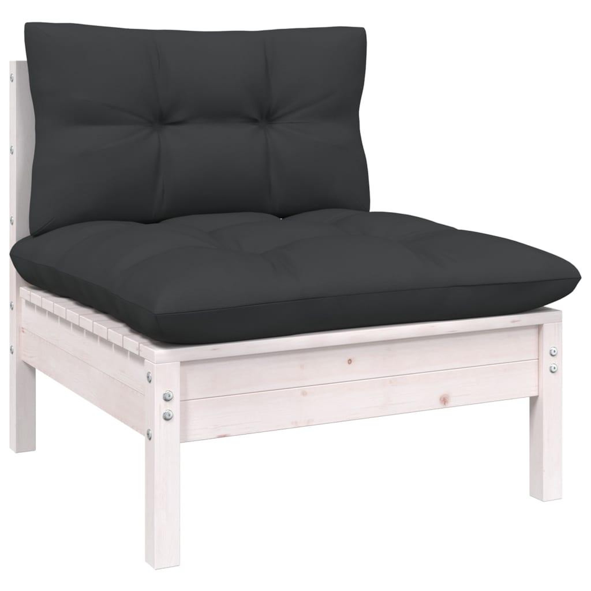 Voir la diapositive 4 : VIDAXL Salon de jardin 5 pcs avec coussins blanc bois de pin solide