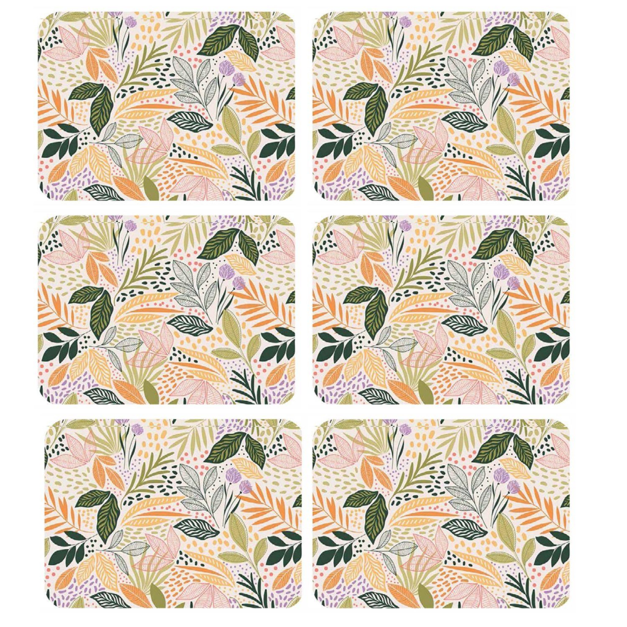 TOILINUX Lot de 6 sets de table motifs feuillage maoli - 28 x 43 cm - multicolore