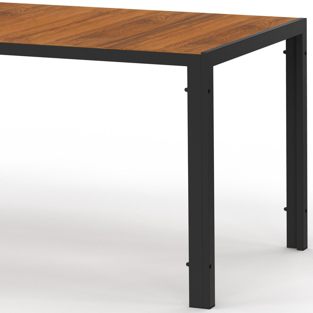 ID MARKET Salon de jardin NOUMEA table 240 cm plateau verre trempé effet bois et 10 chaises empilables noir et bois