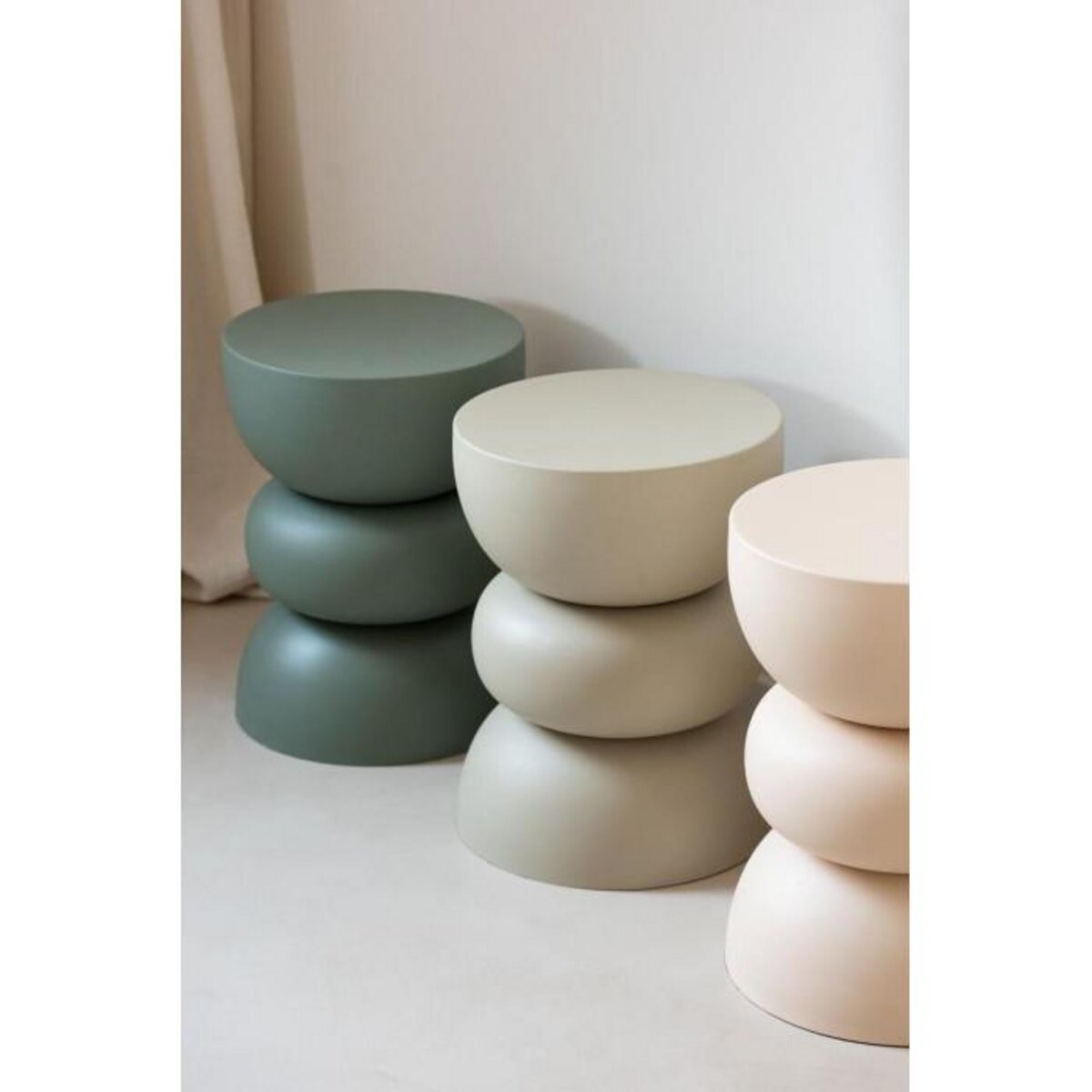 Paris Prix Table d'Apppoint Design en Métal  Lise  43cm Beige