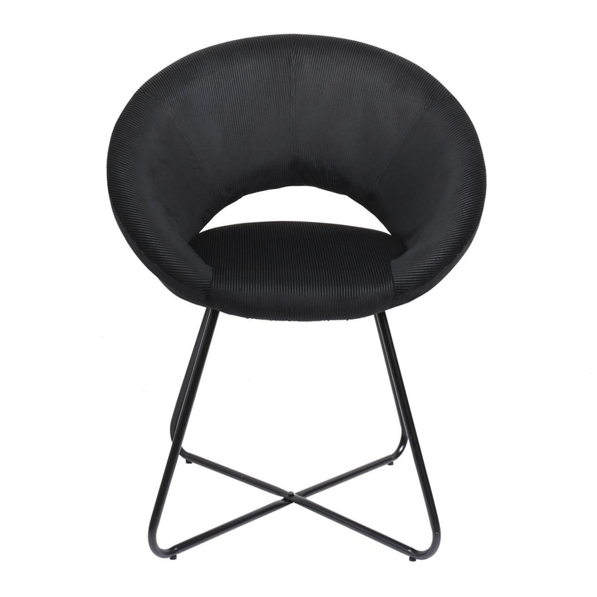 Voir la diapositive 2 : The Home Deco Factory Fauteuil design velours côtelé  giulia  84cm noir