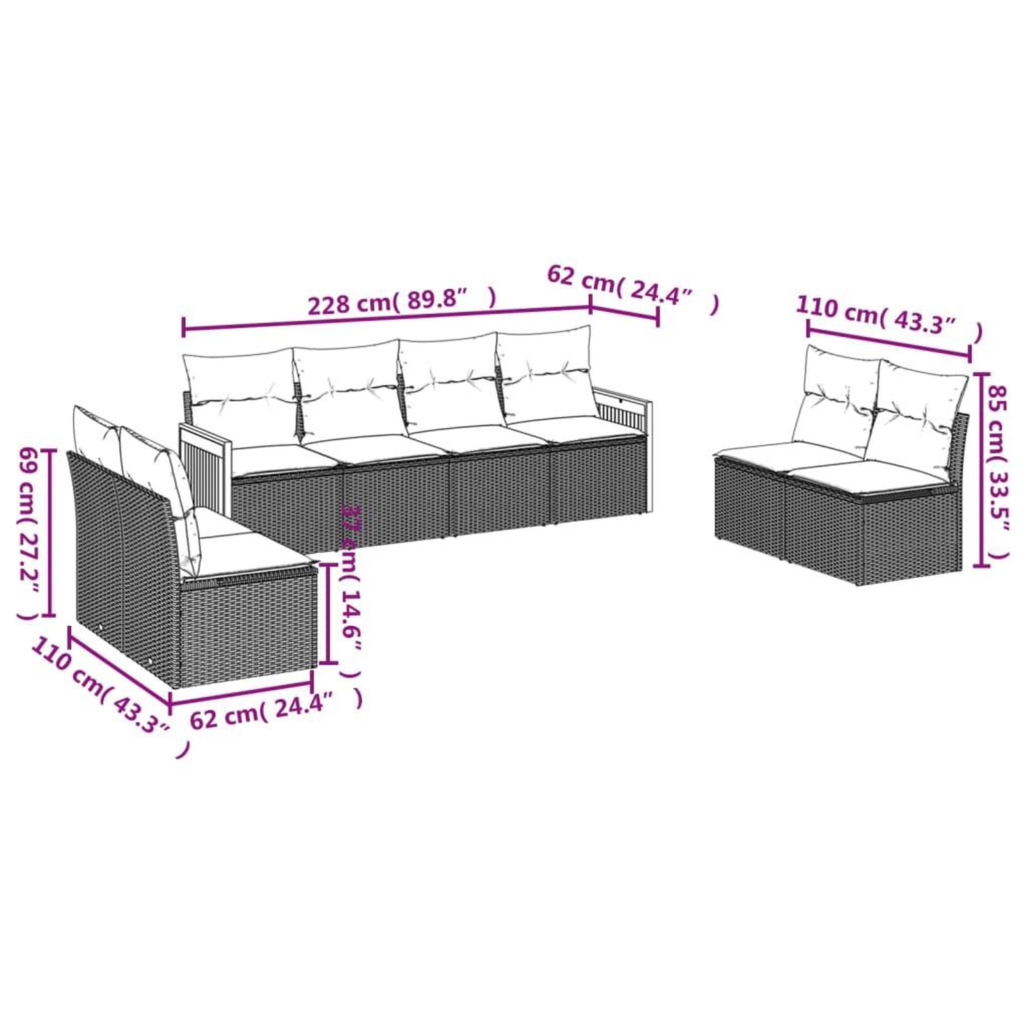Voir la diapositive 4 : VIDAXL Salon de jardin 8 pcs avec coussins noir resine tressee