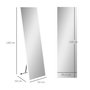 Voir la diapositive 3 : HOMCOM Miroir sur pied ou mural rectangulaire grande taille LED tactile dim. 50L x 50l x 148H cm verre métal blanc