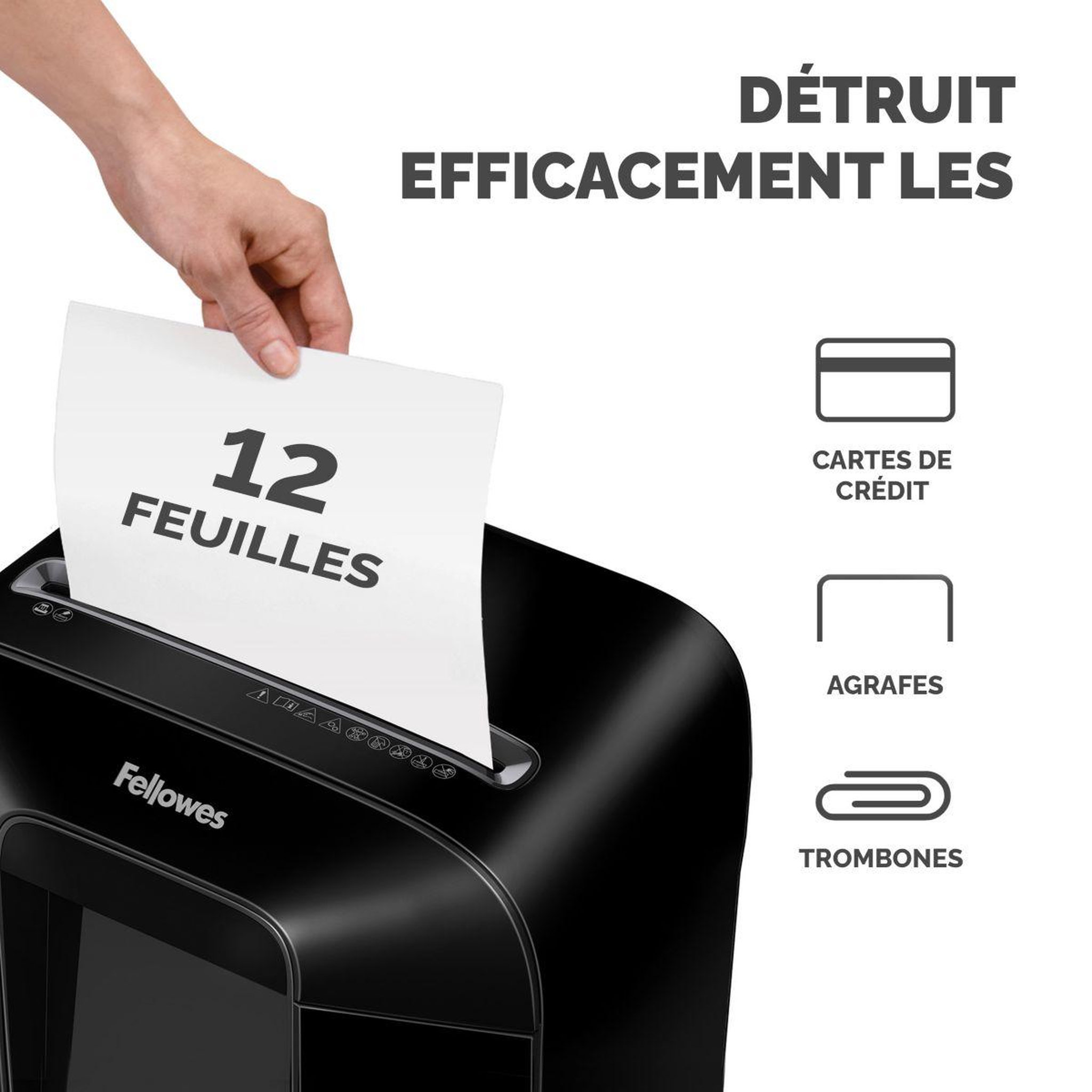 Voir la diapositive 3 : Fellowes Destructeur MICROSHRED LX85 NOIR