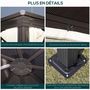 Voir la diapositive 6 : OUTSUNNY Tonnelle pavillon de jardin imperméable 4 parois latérales anti-UV 4 moustiquaires panneaux polycarbonate alu 3L x 3l x 2,6H m chocolat beige
