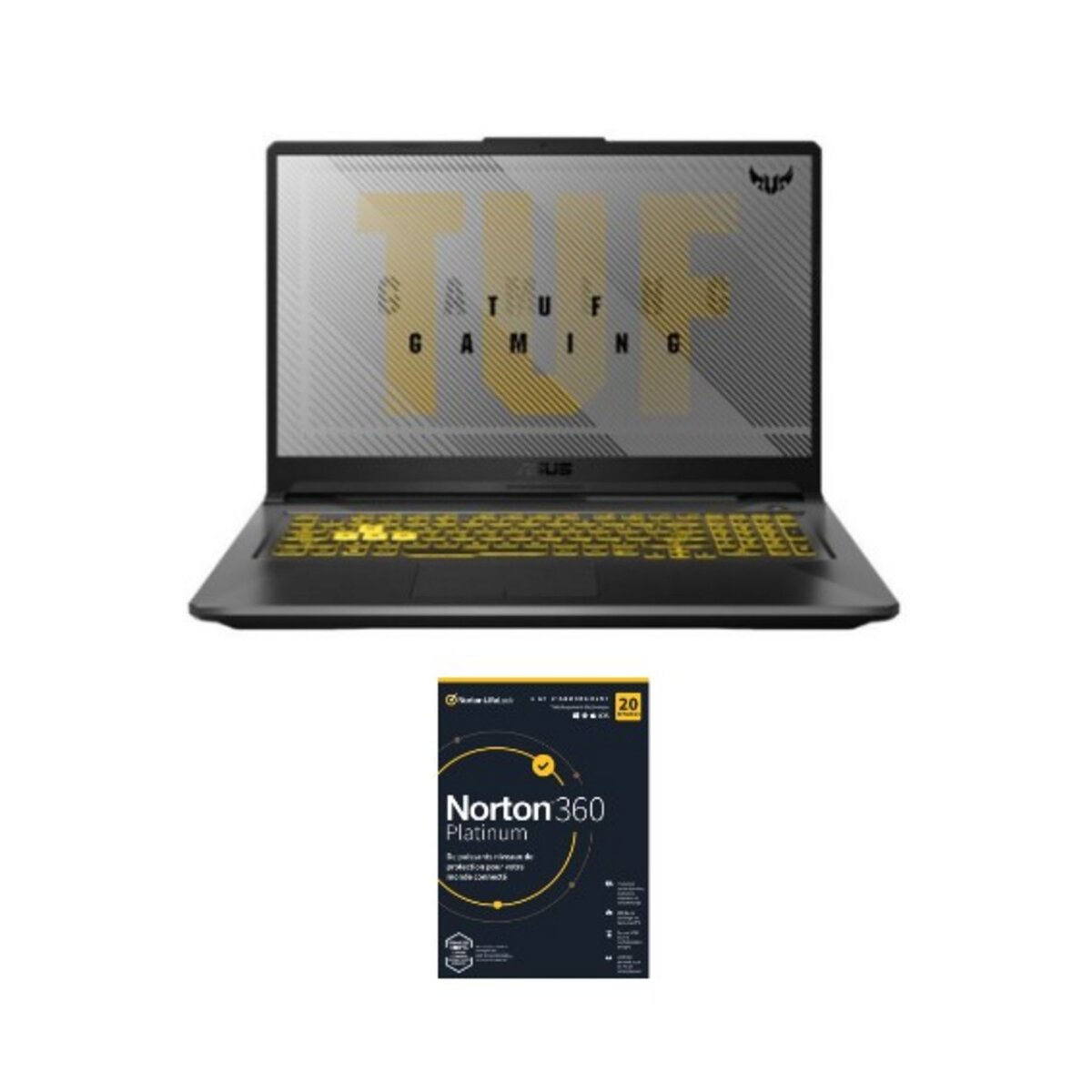 ASUS Pack ordinateur portable Gamer A17-TUF706IC-HX048W + Logiciel Norton 360 Platinum