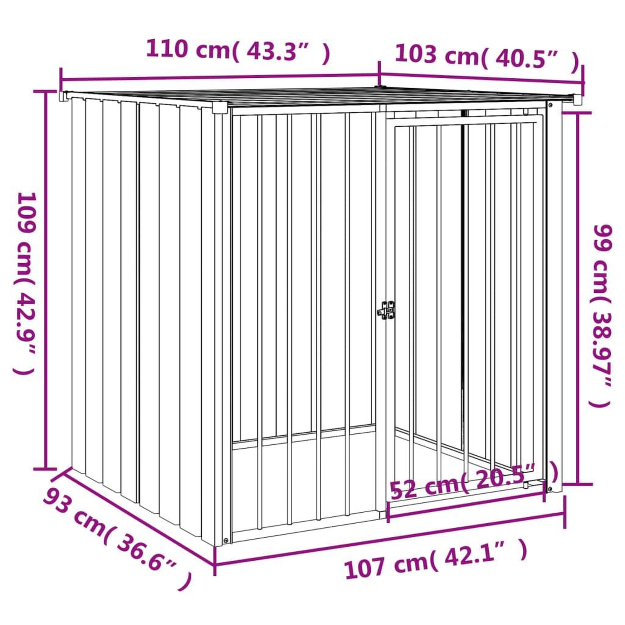 Voir la diapositive 6 : VIDAXL Niche pour chien avec toit noir 110x103x109 cm acier galvanise