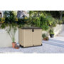 Voir la diapositive 3 : Keter Coffre de rangement extérieur KETER en résine 880 litres Beige et marron- Malle de jardin sans vérins