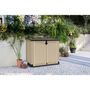 Voir la diapositive 3 : Keter Coffre de rangement extérieur KETER en résine 880 litres Beige et marron- Malle de jardin sans vérins