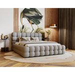 BEST MOBILIER Darling - lit coffre - 180x200 cm - sommier inclus - en velours. Coloris disponibles : Gris, Beige