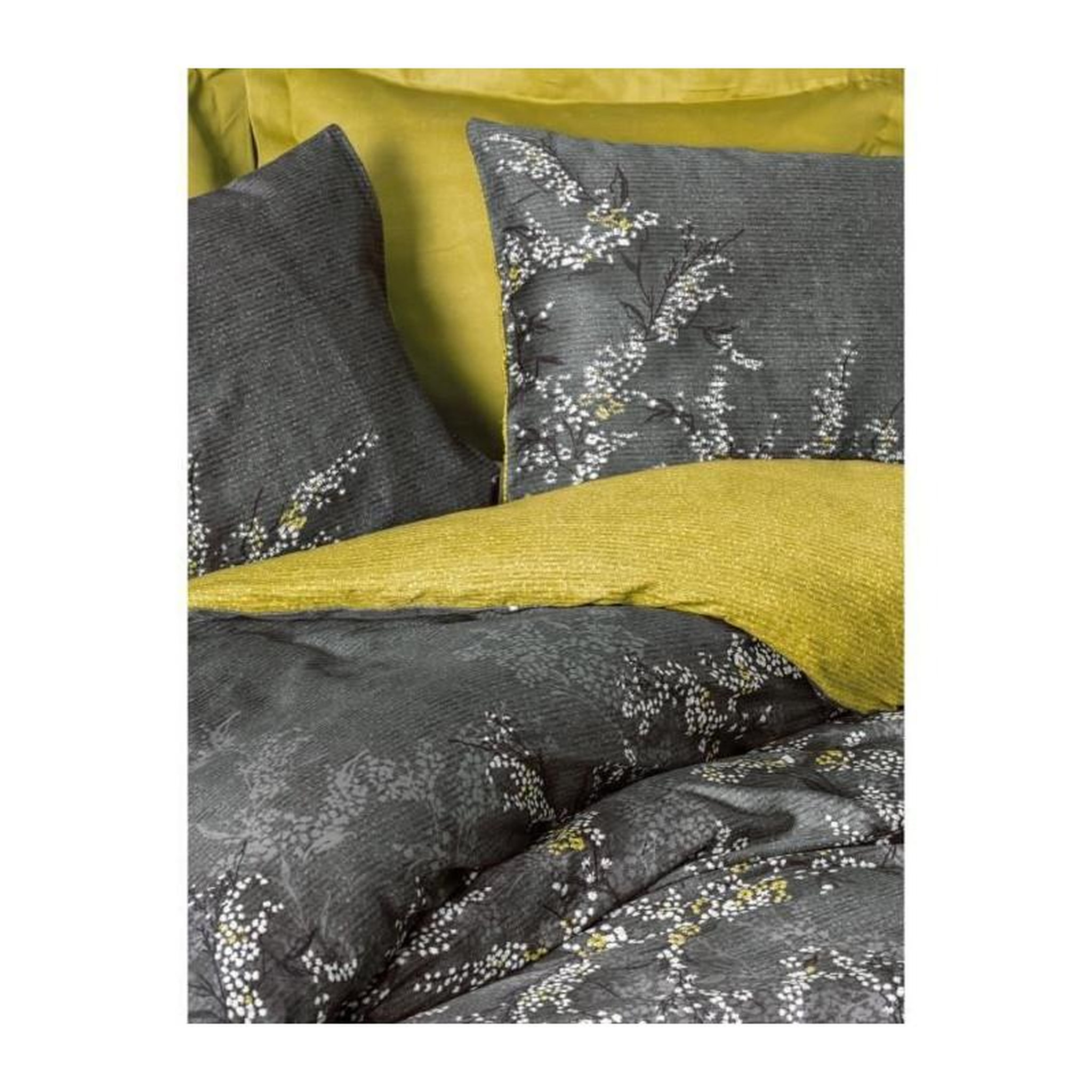 Voir la diapositive 2 : GENERIQUE Parure de lit - 129CTN63945 - 1 housse de couette 220 x 240 cm + 2 taies d'oreiller 60 x 60 cm - Satiné 100% coton - Anthracite