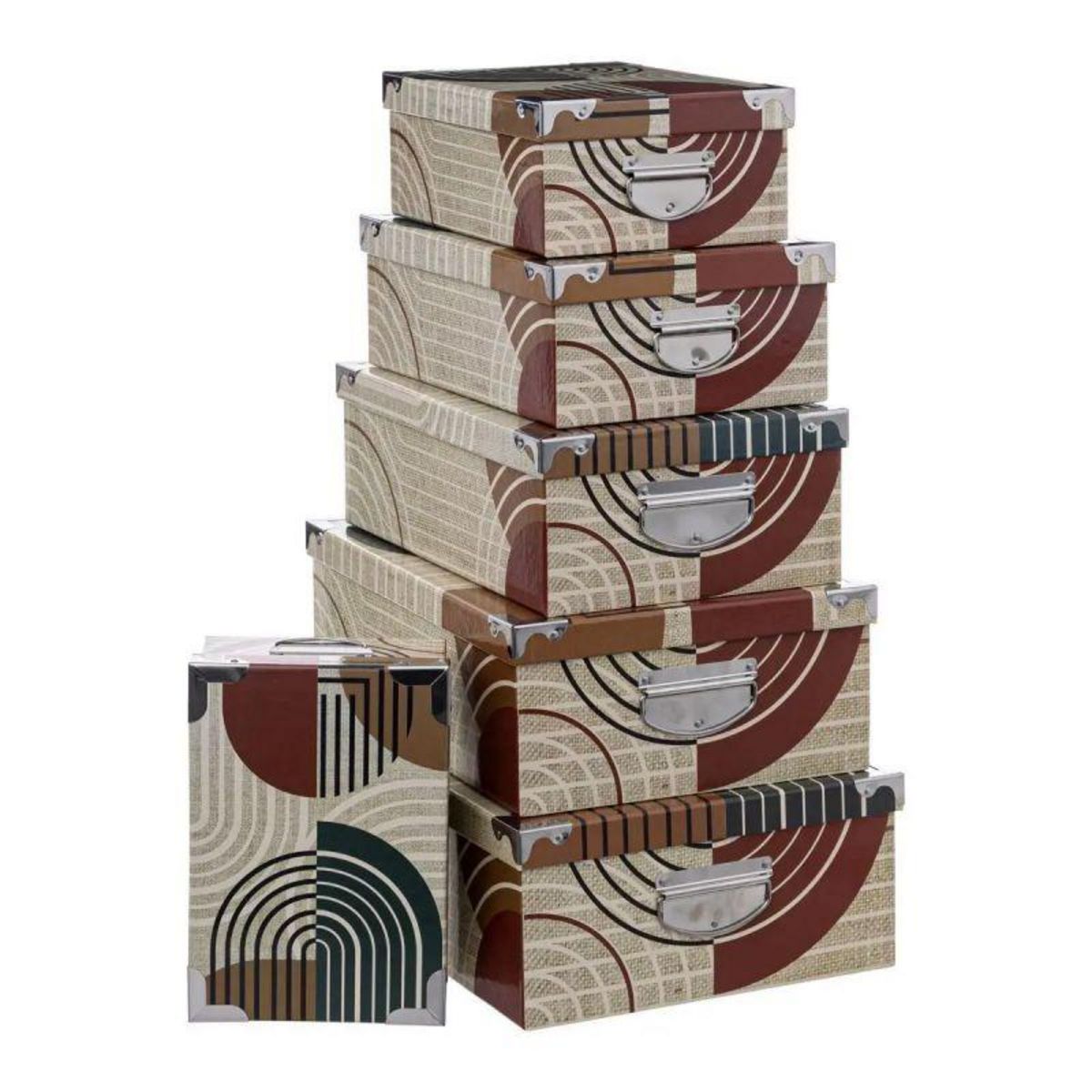  Lot de 6 Boîtes de Rangement  Abstrait  48cm Multicolore