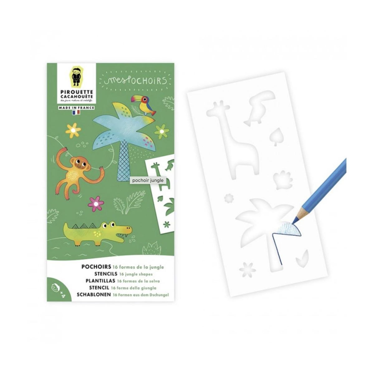 PIROUETTE CACAHOUETE POCHOIRS Jungle - jungle stencil