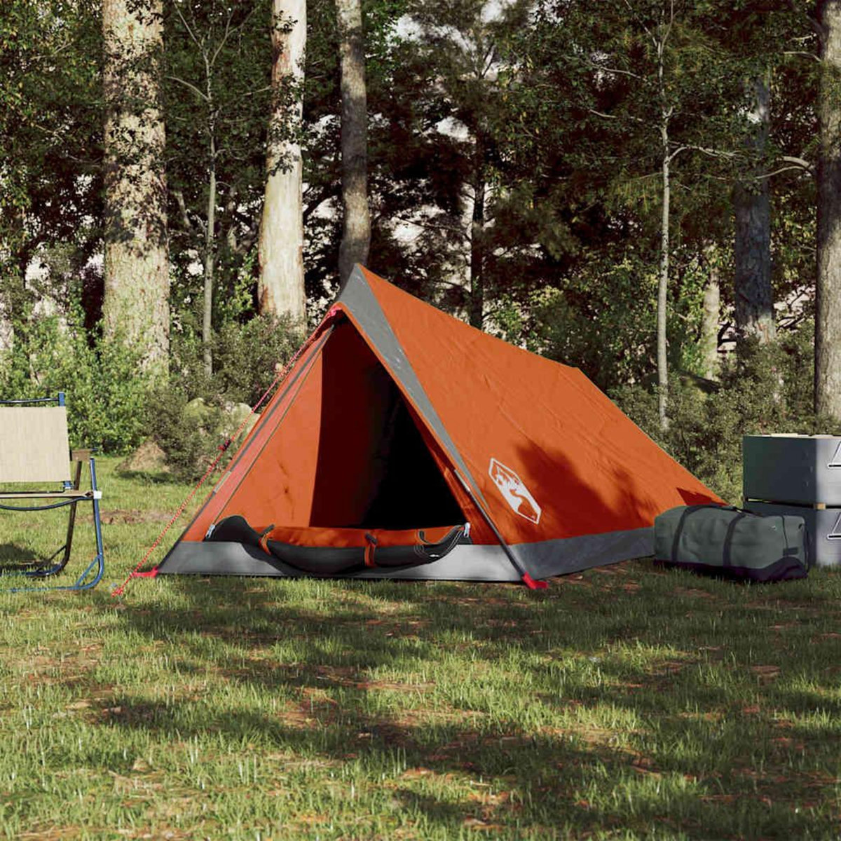 VIDAXL Tente de camping 2 personnes gris et orange impermeable