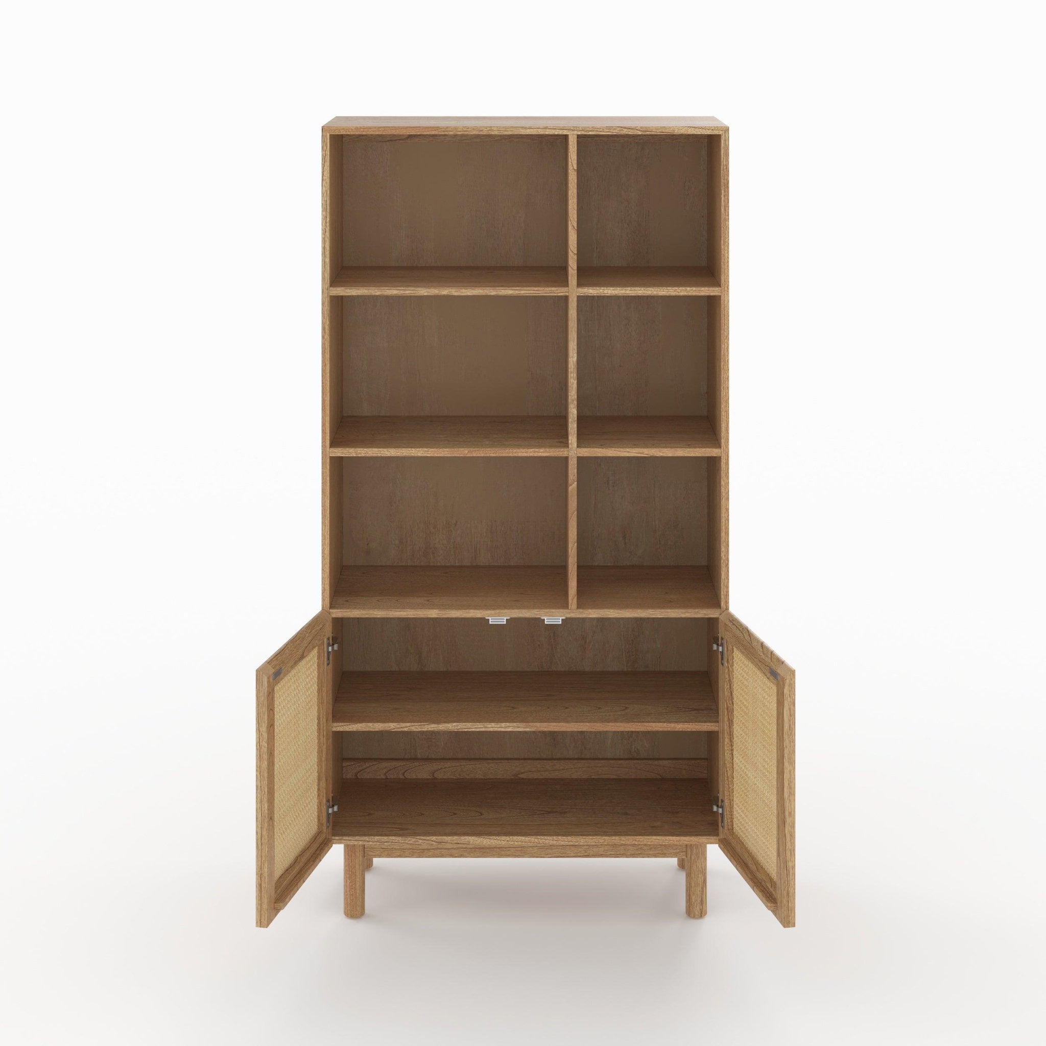 Voir la diapositive 6 : MAISON PAVANE Bibliothèque en bois massif de mindi et rotin-delya