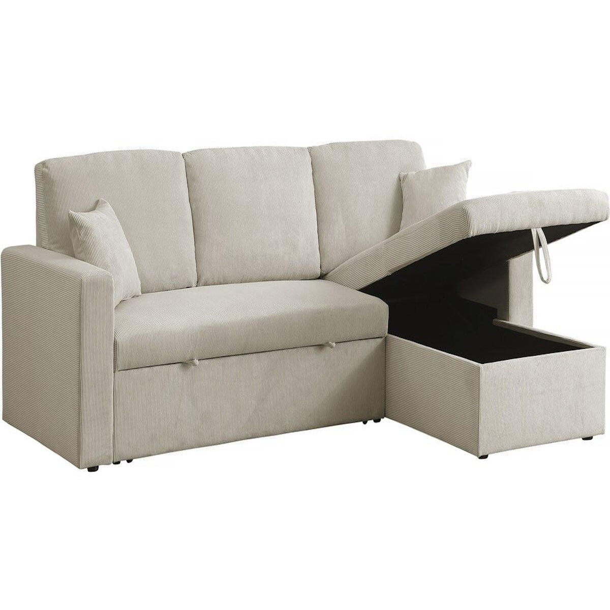 Habitat et Jardin Canapé d'angle convertible en velours côtelé  Alain  - 3 places - Beige