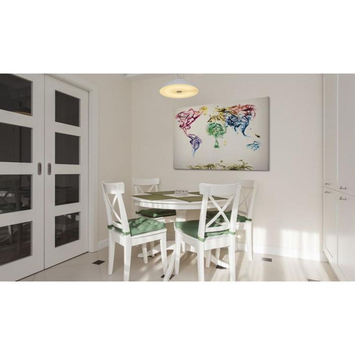 Paris Prix Tableau Imprimé  Carte Mondiale en Fumée Colorée