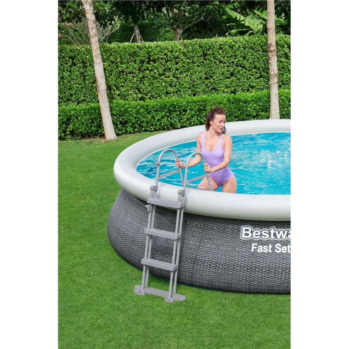BESTWAY Echelle piscine hors sol Bestway Echelle de sÉcuritÉ 3 marches Gris clair 71414