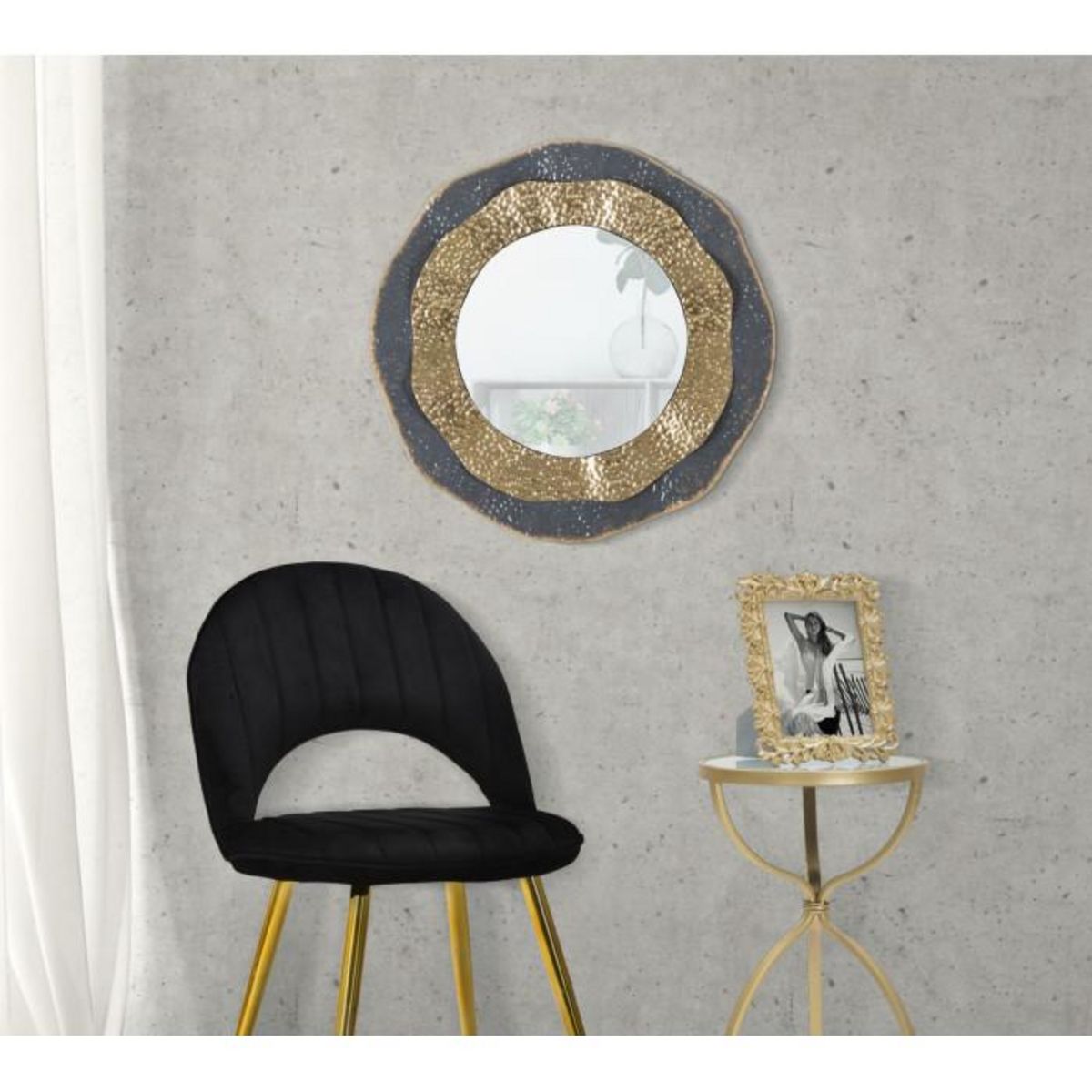 Paris Prix Miroir Mural Design  Shai  65cm Gris & Or