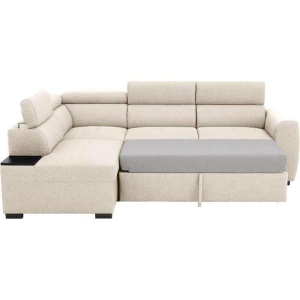 MARKET24 Canapé d'angle convertible réversible 4-5 places KELIO - Tissu Beige - L 245 x P 184 x H 77 cm