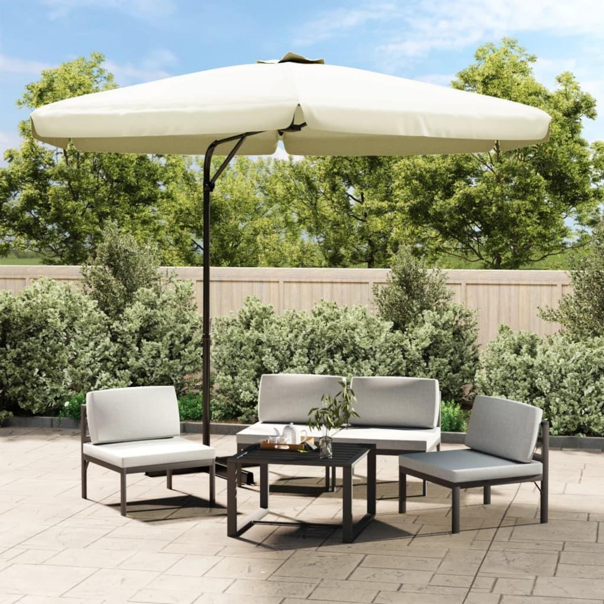 VIDAXL Parasol d'exterieur avec mat en acier 300 cm blanc sable