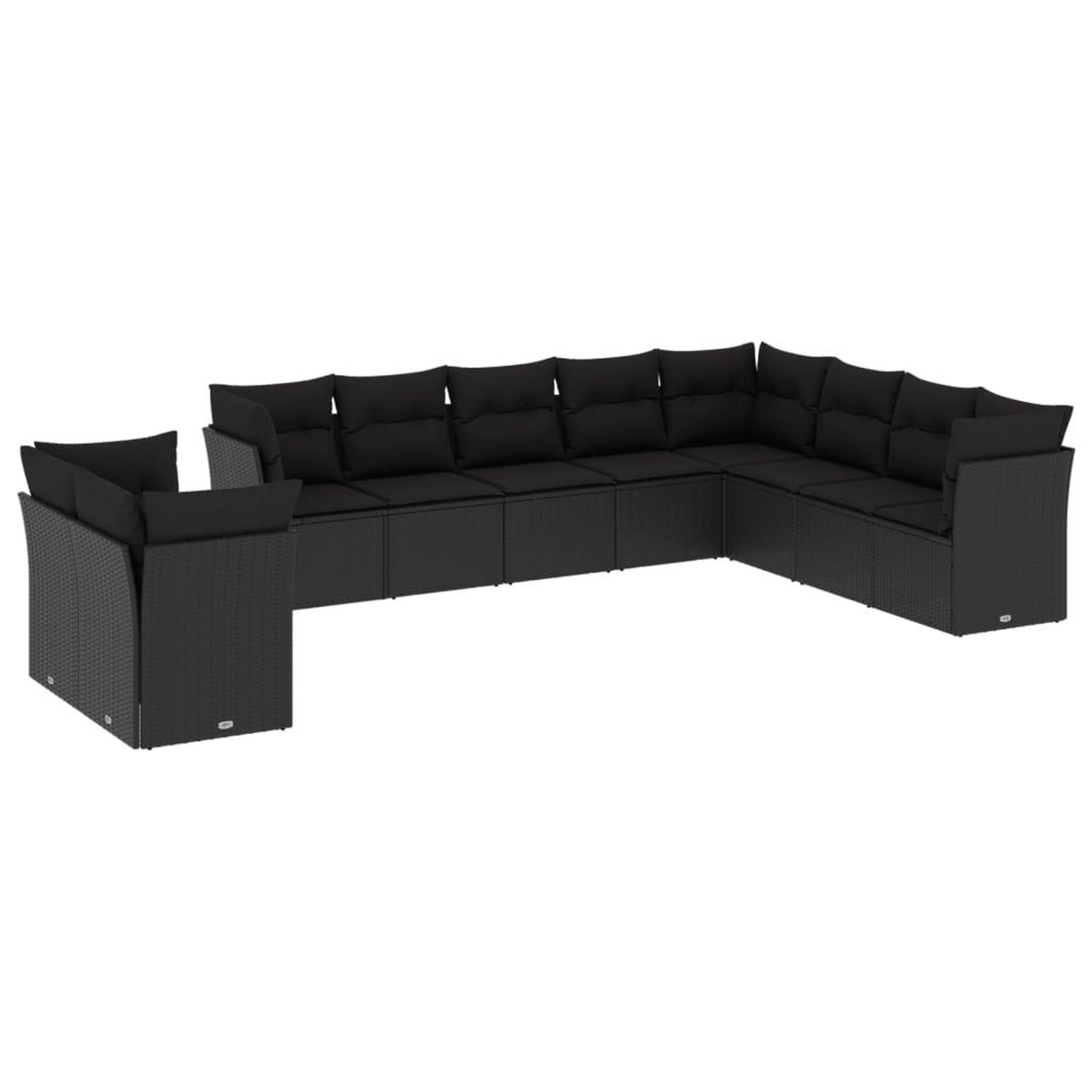 Voir la diapositive 2 : VIDAXL Salon de jardin 10 pcs avec coussins noir resine tressee