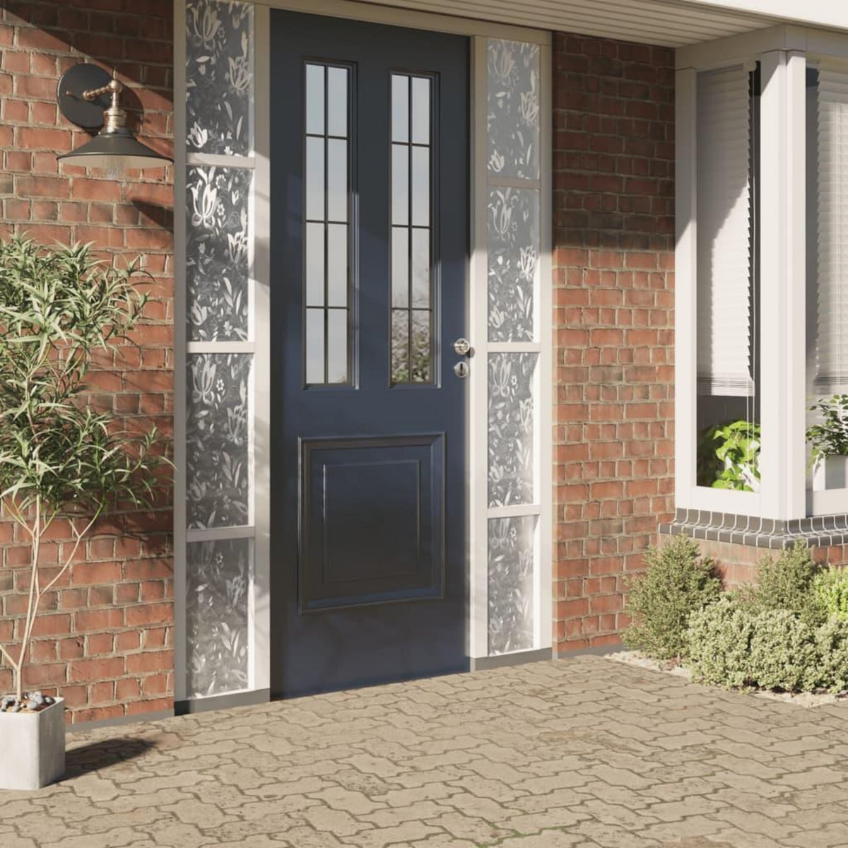 VIDAXL Films pour fenetre 4 pcs depoli motif de fleurs PVC