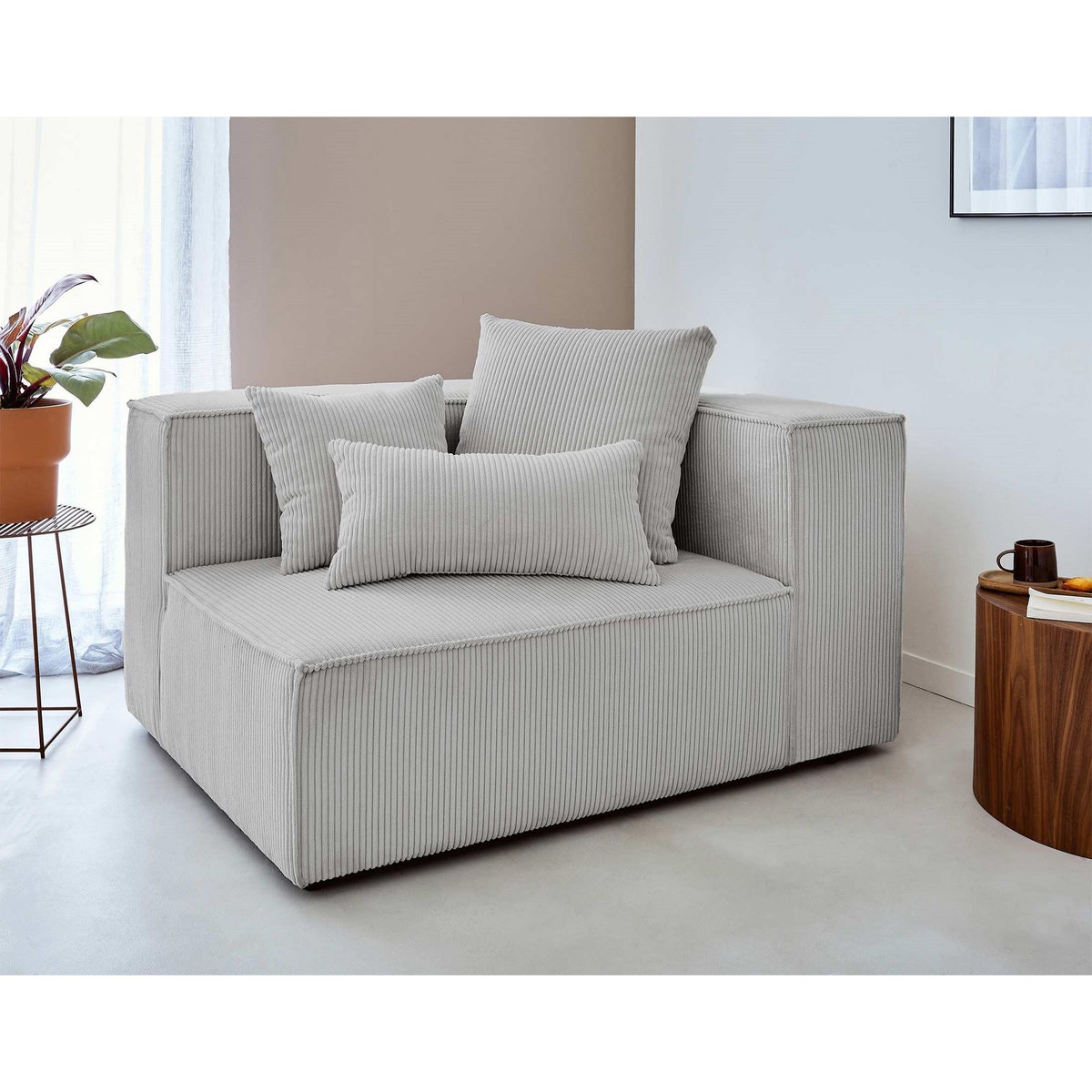 LISA DESIGN Colombine - module d'assise droit - en velours côtelé