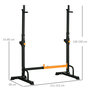 Voir la diapositive 3 : HOMCOM Gravity squat rack - support pour haltères longs - hauteur et longueur réglable - charge max. 150 Kg - acier renforcé orange noir