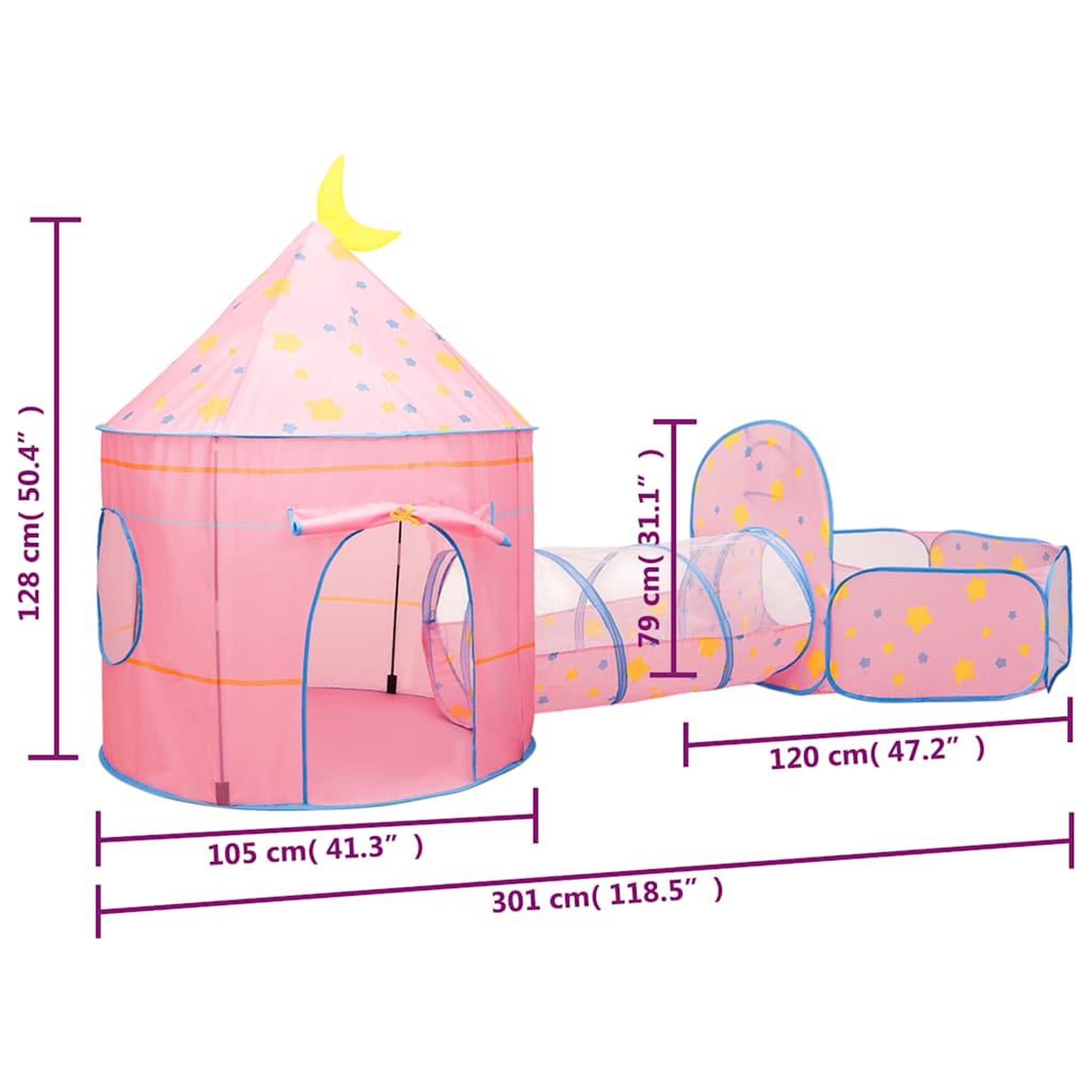 Voir la diapositive 6 : VIDAXL Tente de jeu pour enfants avec 250 balles Rose 301x120x128 cm