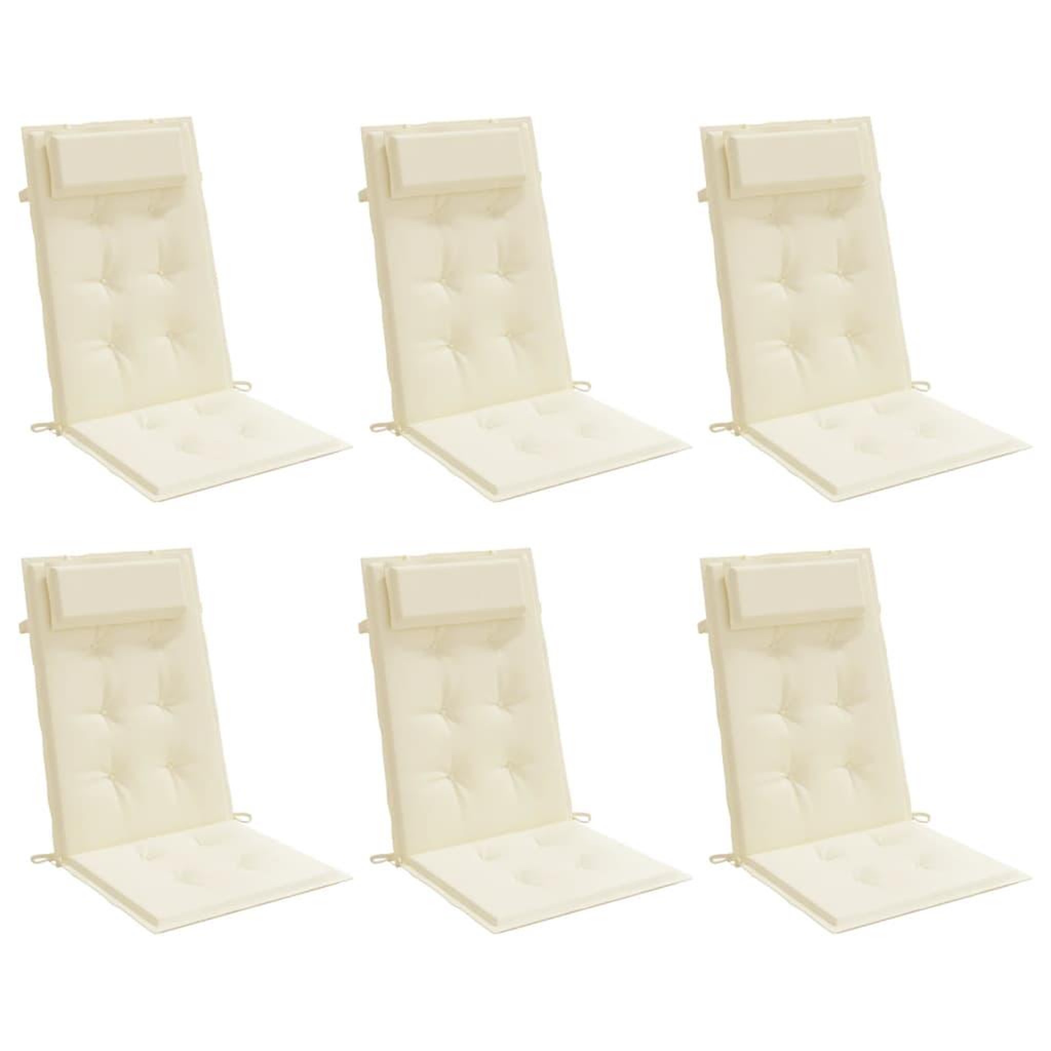 Voir la diapositive 3 : VIDAXL Coussins de chaise a dossier haut lot de 6 creme tissu oxford