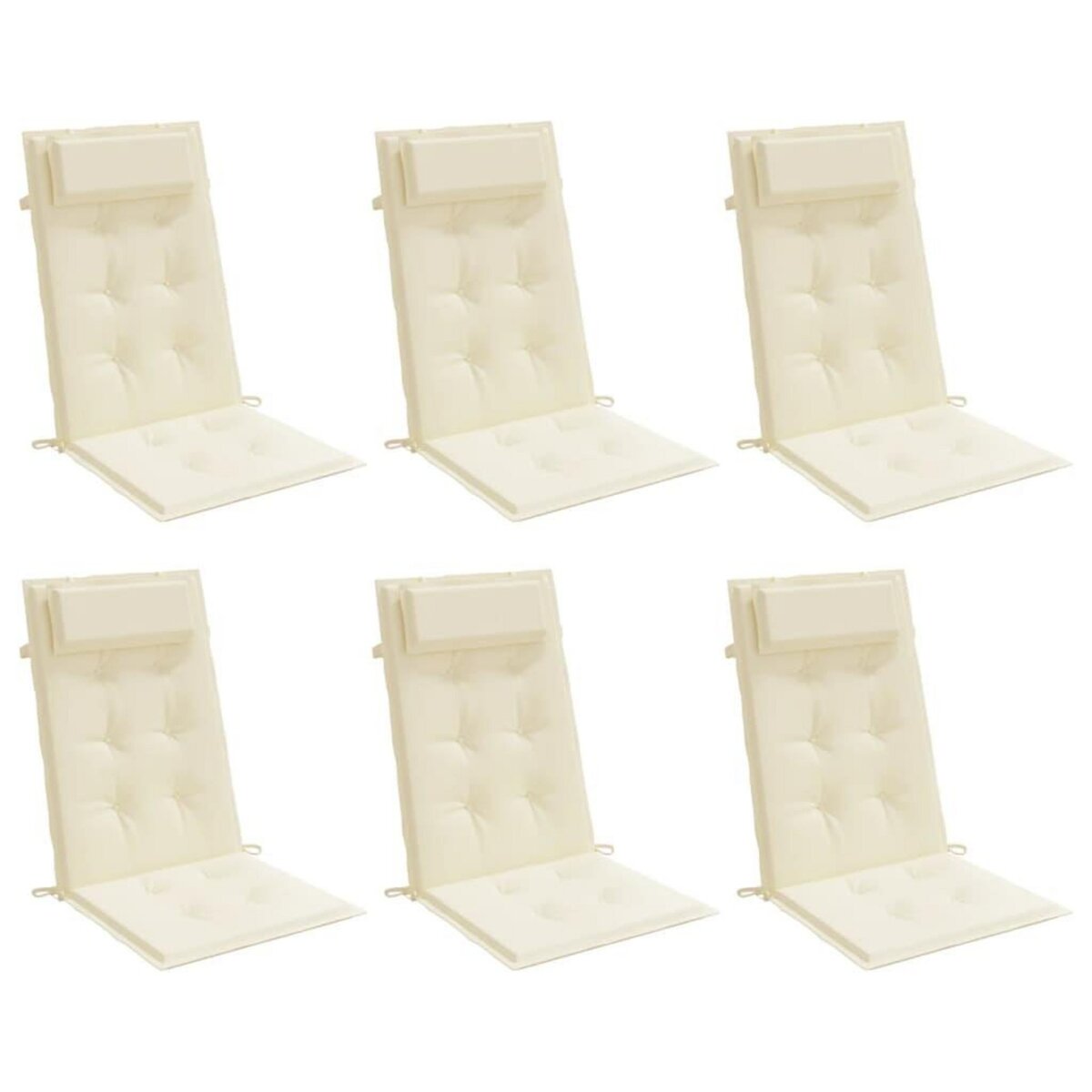 VIDAXL Coussins de chaise a dossier haut lot de 6 creme tissu oxford