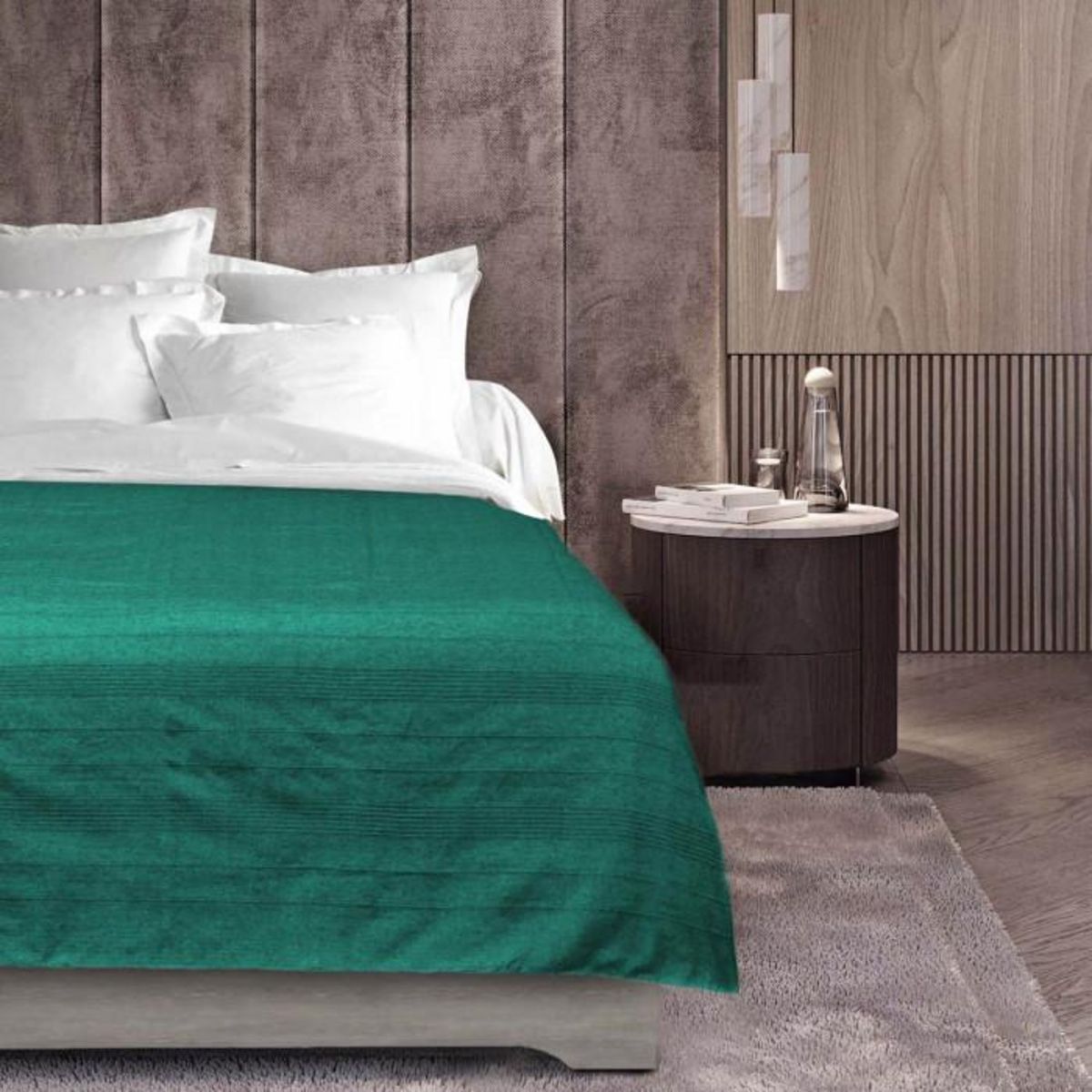 Paris Prix Plaid Uni en Coton  Lucile  180x220cm Emeraude