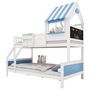 Voir la diapositive 1 : MERAX Lit superposé 90x200(120x200)cm bois et mdf coloris blanc+bleu