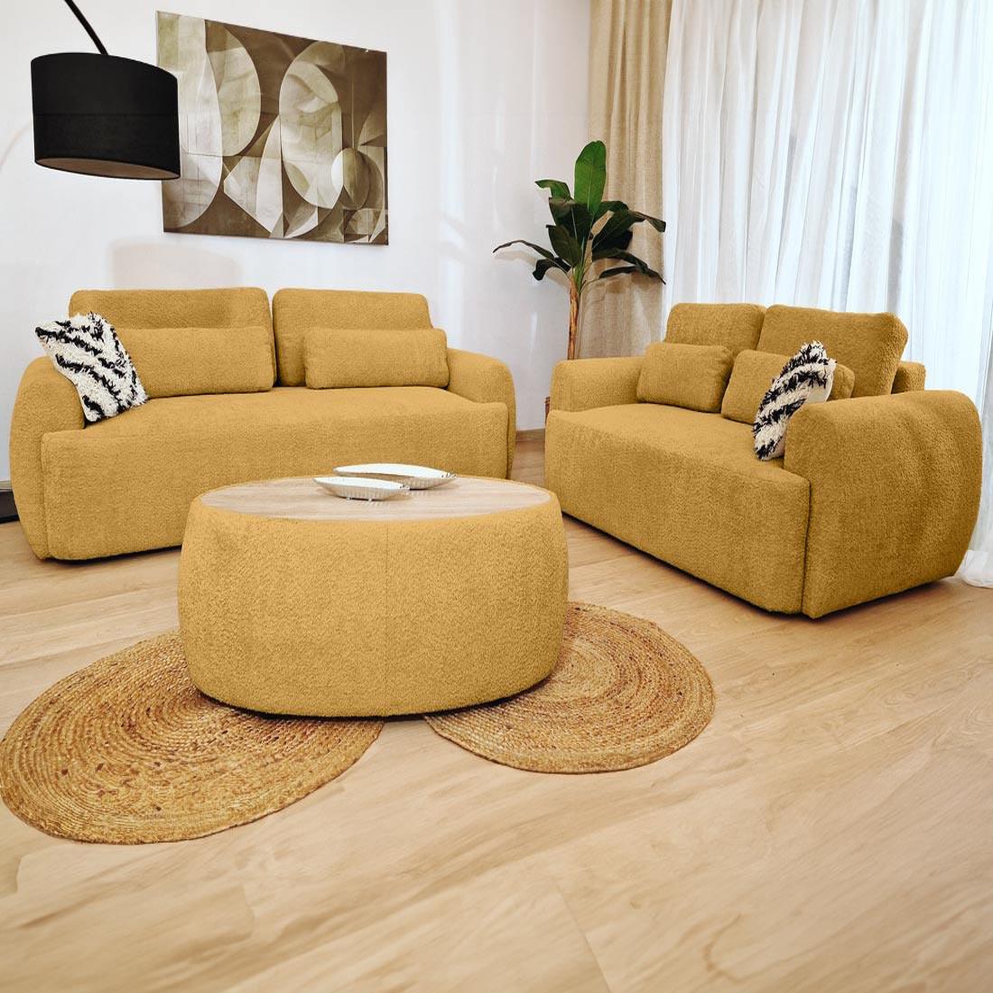 Voir la diapositive 6 : BEST MOBILIER Mahina - canapé droit 3 places - convertible avec coffre - en tissu bouclette