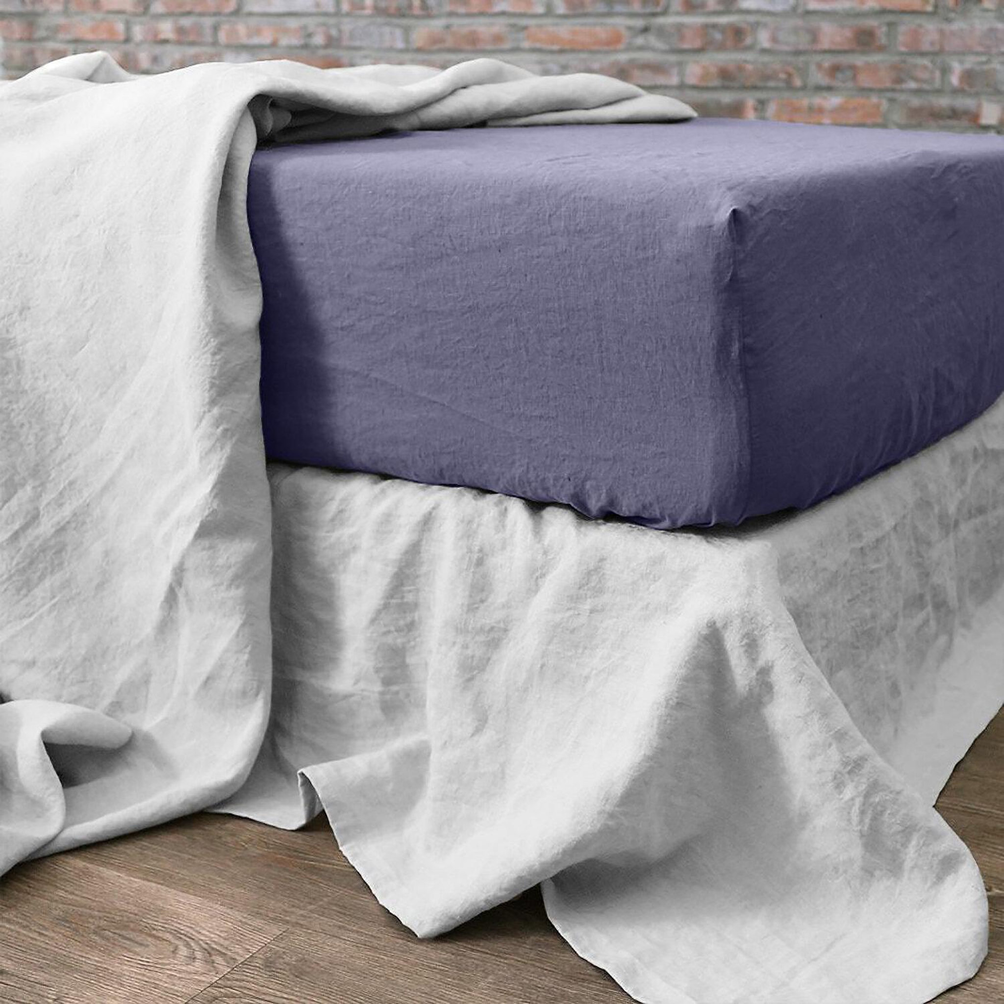 Voir la diapositive 3 : BATON ROUGE Drap housse 100% lin lavé 160gsm