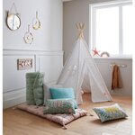 ATMOSPHERA FOR KIDS Tipi Déco Enfant à 5 Pieds avec Pompons Dorés. Coloris disponibles : Blanc