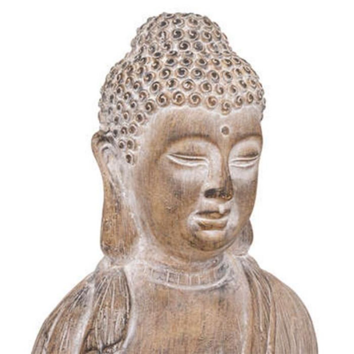 ATMOSPHERA Statue Bouddha Déco  Effet Bois  91cm Beige Lin