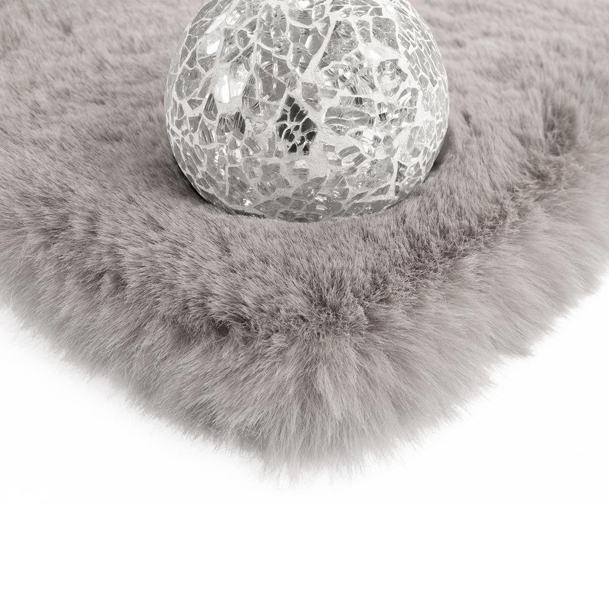 Voir la diapositive 5 : Paris Prix Tapis Uni Rond Doux à Poils Longs  Rabbit  Argent